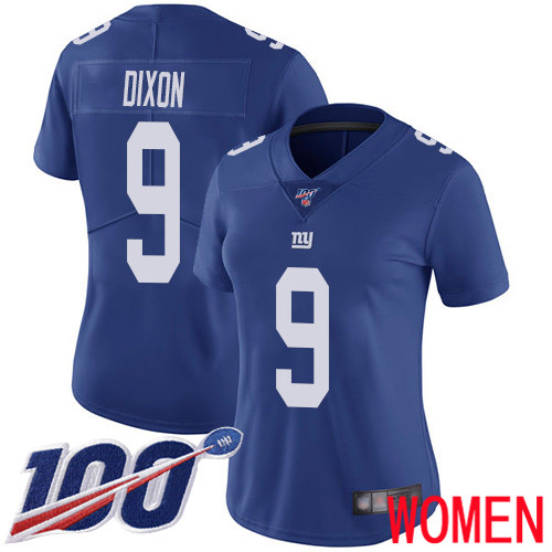 Women New York Giants #9 Riley Dixon Royal Blue Team Color Vapor Untouchable Limited Player 100th Season Football NFL Jersey